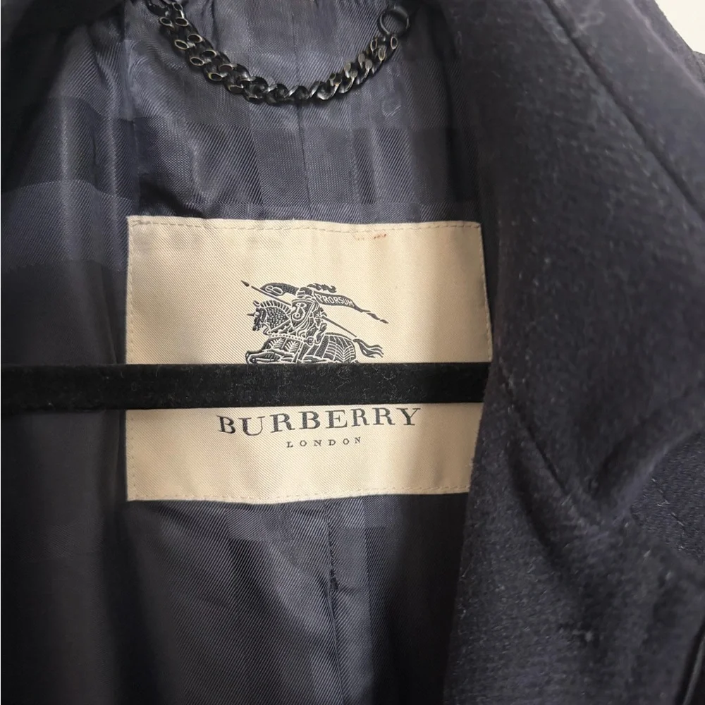 Burberry Black Wool Trench Coat with Epaulettes USA 6 - Picture 3 of 15